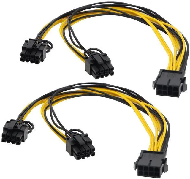 Main image of 2 Pack 30CM 8 Pin PCI-E Female to Dual 8Pin (6+2) Male Y Splitter Cable, GPU VGA Power Extension Cord Molex Wire for Graphics Card BTC Miner