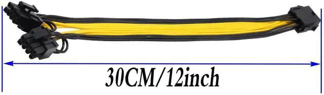 Alt view image 2 of 7 - 2 Pack 30CM 8 Pin PCI-E Female to Dual 8Pin (6+2) Male Y Splitter Cable, GPU VGA Power Extension Cord Molex Wire for Graphics Card BTC Miner