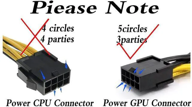 Alt view image 6 of 7 - 2 Pack 30CM 8 Pin PCI-E Female to Dual 8Pin (6+2) Male Y Splitter Cable, GPU VGA Power Extension Cord Molex Wire for Graphics Card BTC Miner