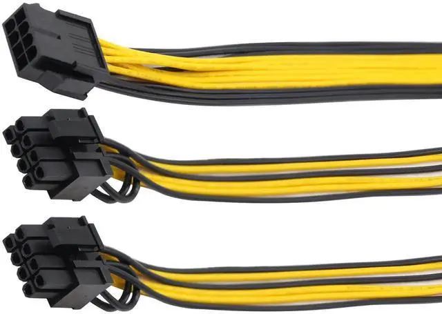 Alt view image 3 of 7 - 2 Pack 30CM 8 Pin PCI-E Female to Dual 8Pin (6+2) Male Y Splitter Cable, GPU VGA Power Extension Cord Molex Wire for Graphics Card BTC Miner