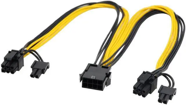 Alt view image 4 of 7 - 2 Pack 30CM 8 Pin PCI-E Female to Dual 8Pin (6+2) Male Y Splitter Cable, GPU VGA Power Extension Cord Molex Wire for Graphics Card BTC Miner