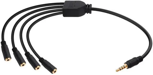 Main image of 30cm 3.5mm TRRS 1 Male to 4 Female Audio Splitter Cable, 4 Way Stereo Headphone Mic Y Extension Cord 1/8 Inch for Phone Tablet MP3 Speaker