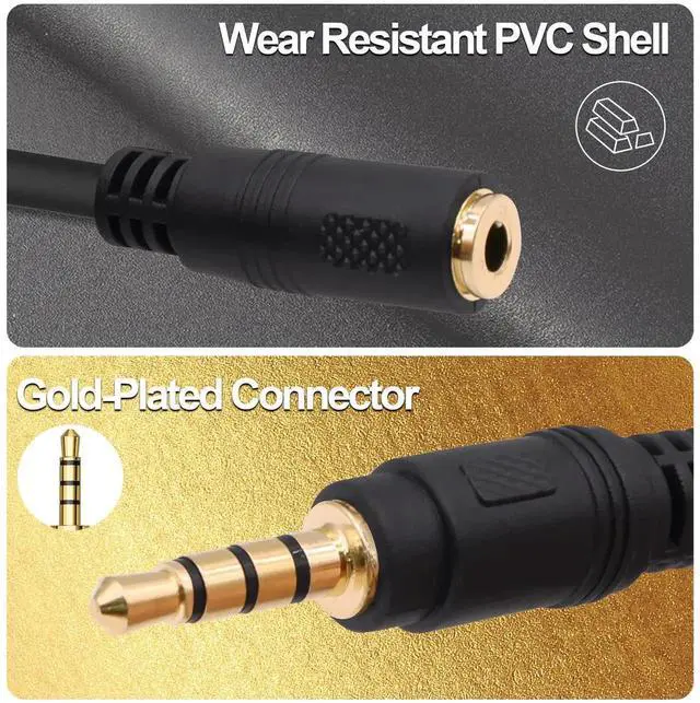 Alt view image 5 of 7 - 30cm 3.5mm TRRS 1 Male to 4 Female Audio Splitter Cable, 4 Way Stereo Headphone Mic Y Extension Cord 1/8 Inch for Phone Tablet MP3 Speaker