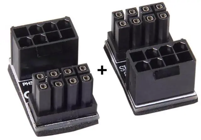 Alt view image 7 of 7 - 2Pcs 180 Degree Angled ATX 8Pin Female to Male Power Adapter, Black GPU Graphics Card Power Angled Connector for Desktop PC