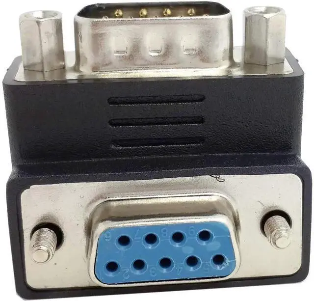 Main image of 90 Degree Downward DB9 Male to Female Adapter, RS232 Serial Port Right Angle DB9 Pin Connector Coupler Converter