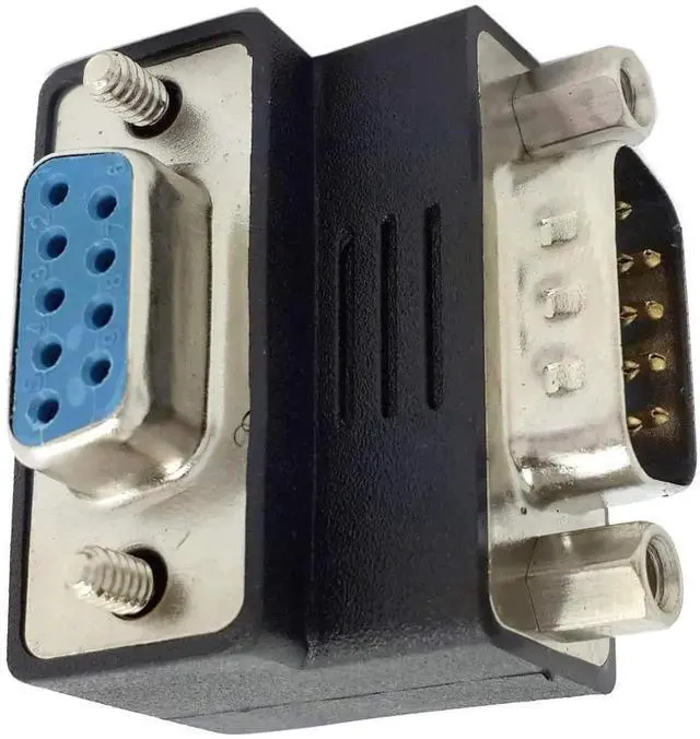 Alt view image 2 of 5 - 90 Degree Downward DB9 Male to Female Adapter, RS232 Serial Port Right Angle DB9 Pin Connector Coupler Converter