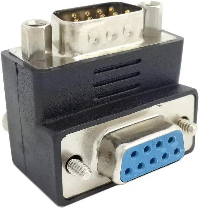 Alt view image 4 of 5 - 90 Degree Downward DB9 Male to Female Adapter, RS232 Serial Port Right Angle DB9 Pin Connector Coupler Converter
