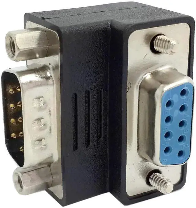 Alt view image 5 of 5 - 90 Degree Downward DB9 Male to Female Adapter, RS232 Serial Port Right Angle DB9 Pin Connector Coupler Converter