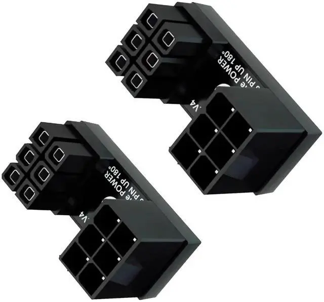 Main image of 180 Degree U-Type ATX 6Pin Male to Female Power Connector, Up & Down Angled GPU Power Header Adapter for Desktop Graphics Card