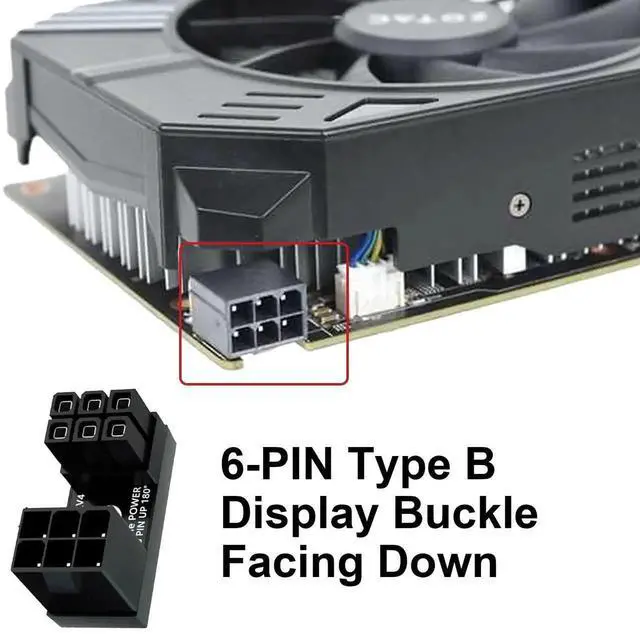Alt view image 2 of 7 - 180 Degree U-Type ATX 6Pin Male to Female Power Connector, Up & Down Angled GPU Power Header Adapter for Desktop Graphics Card