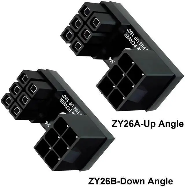Alt view image 3 of 7 - 180 Degree U-Type ATX 6Pin Male to Female Power Connector, Up & Down Angled GPU Power Header Adapter for Desktop Graphics Card