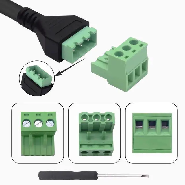 Alt view image 4 of 7 - 2Pcs 35cm 6.35mm 1/4 Inch TRS Stereo Male to 3Pin Screw Terminal Block Cable, Solderless Audio Adapter Cord for Mic Repair Replacement
