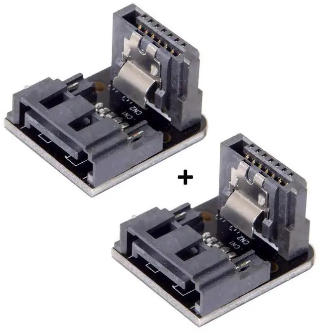 Main image of 90 Degree Angled SATA 7Pin Female to Male Adapter, Right Angle SATA Connector for Desktop Motherboard SSD HDD