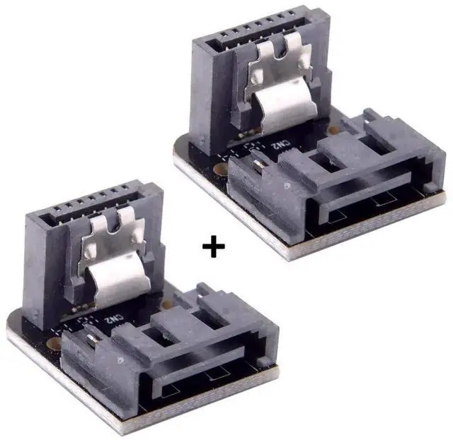 Alt view image 4 of 7 - 90 Degree Angled SATA 7Pin Female to Male Adapter, Right Angle SATA Connector for Desktop Motherboard SSD HDD