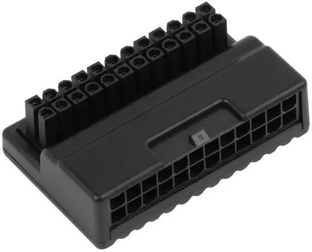 Main image of ATX 24 Pin Right Angle Power Adapter Connector, Black 24Pin Mainboard Power Angled Converter for Desktop PC