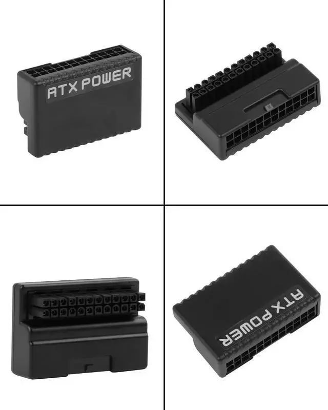 Alt view image 5 of 7 - ATX 24 Pin Right Angle Power Adapter Connector, Black 24Pin Mainboard Power Angled Converter for Desktop PC