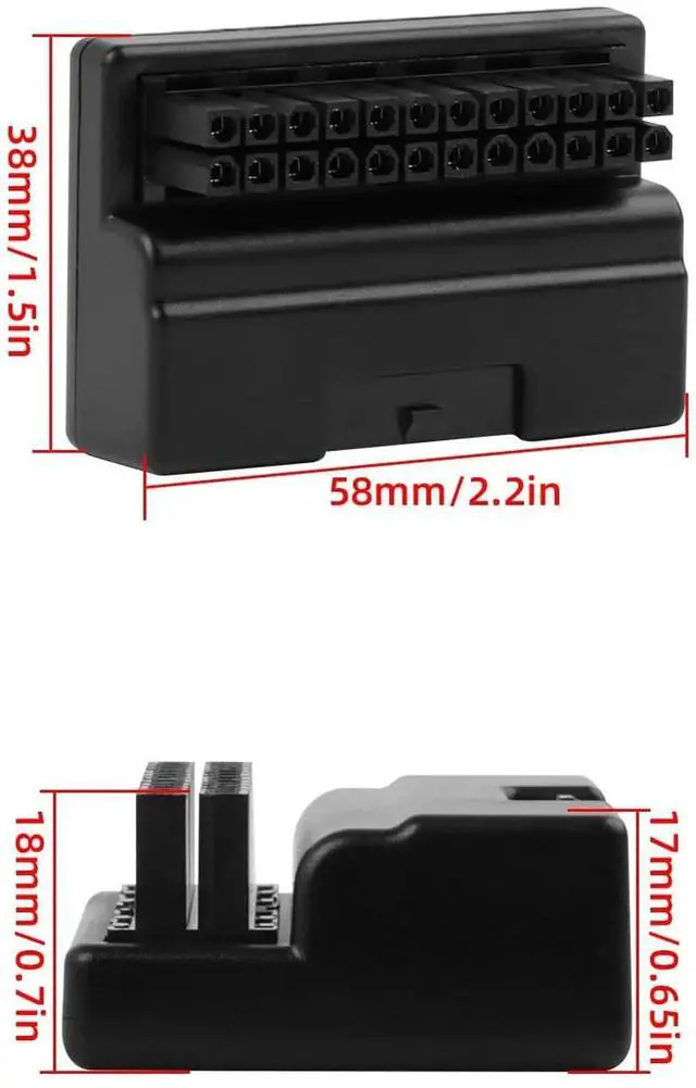 Alt view image 6 of 7 - ATX 24 Pin Right Angle Power Adapter Connector, Black 24Pin Mainboard Power Angled Converter for Desktop PC