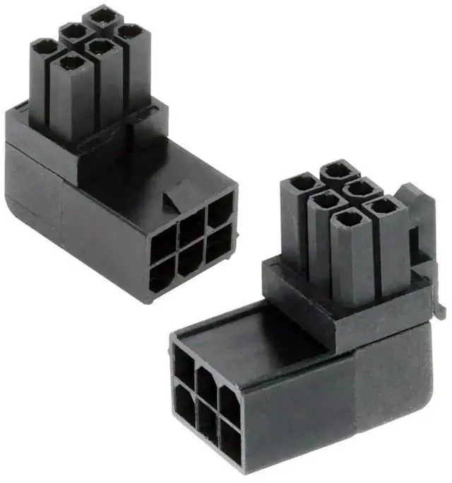 Main image of 2Pcs Black 90 Degree Up & Down Angled ATX 6Pin Male to Female Power Adapter, GPU Graphics Card Power Header Connector