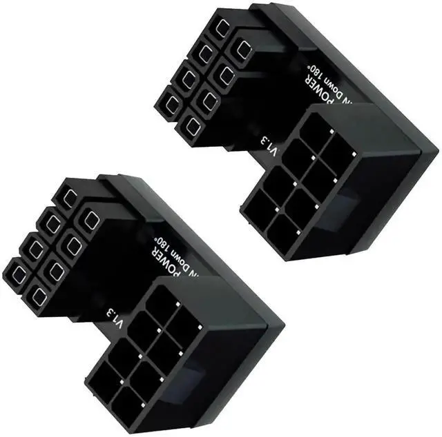 Main image of U-Type 180 Degree ATX 8Pin GPU Power Adapter Connector, Up & Down Angled Desktop Graphics Card Power Header Converter 2 Styles