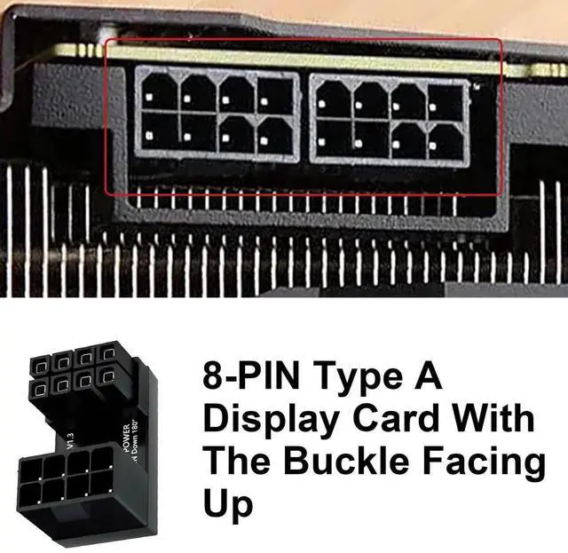 Alt view image 5 of 7 - U-Type 180 Degree ATX 8Pin GPU Power Adapter Connector, Up & Down Angled Desktop Graphics Card Power Header Converter 2 Styles
