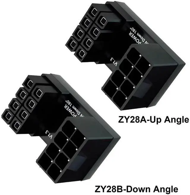 Alt view image 4 of 7 - U-Type 180 Degree ATX 8Pin GPU Power Adapter Connector, Up & Down Angled Desktop Graphics Card Power Header Converter 2 Styles