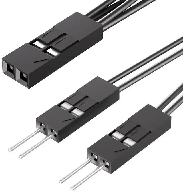 Alt view image 2 of 6 - 2 Pin 2.54mm PC Power Switch Splitter, 1 Female to 2 Male SW Reset HDD LED Jumper Adapter for Motherboard