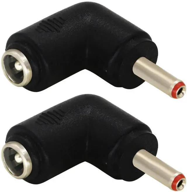 Main image of 2 Pack 90 Degree DC 3.5x1.35mm Male to DC5.5x2.1mm Female Power Adapter, Right Angle DC Barrel Charging Connector for 5V Tablet
