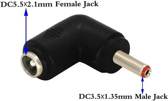Alt view image 4 of 7 - 2 Pack 90 Degree DC 3.5x1.35mm Male to DC5.5x2.1mm Female Power Adapter, Right Angle DC Barrel Charging Connector for 5V Tablet
