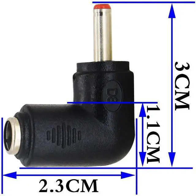 Alt view image 7 of 7 - 2 Pack 90 Degree DC 3.5x1.35mm Male to DC5.5x2.1mm Female Power Adapter, Right Angle DC Barrel Charging Connector for 5V Tablet