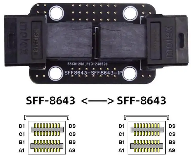 Alt view image 3 of 7 - PCIe 4.0 Mini SAS HD SFF-8643 Female to Female PCBA Coupler Extender Adapter