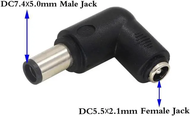 Alt view image 2 of 7 - 2 Pack 90 Degree DC7.4x5.0mm Male to DC5.5x2.1mm Female Power Adapter, Right Angle DC Barrel Charging Connector for 5V Tablet