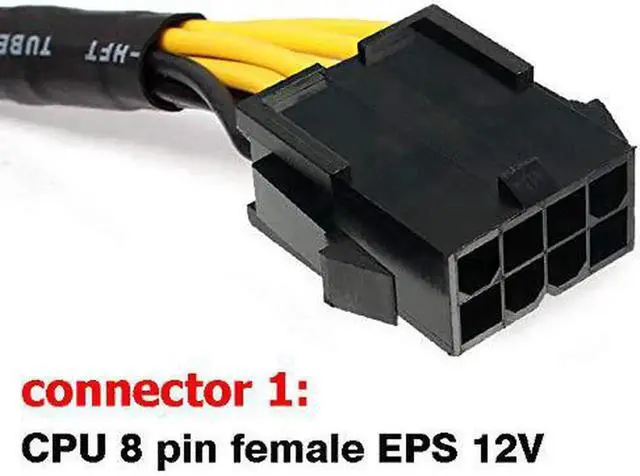 Alt view image 2 of 4 - 9 Inch Sleeved ATX CPU 8 Pin Y Splitter Cable, EPS 12V 8Pin Female to Dual 4+4 Pin Male Motherboard Power Adapter (Not For GPU PCIe)