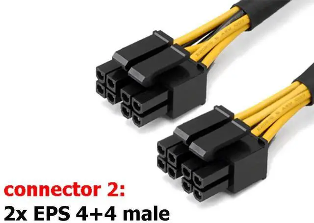 Alt view image 4 of 4 - 9 Inch Sleeved ATX CPU 8 Pin Y Splitter Cable, EPS 12V 8Pin Female to Dual 4+4 Pin Male Motherboard Power Adapter (Not For GPU PCIe)