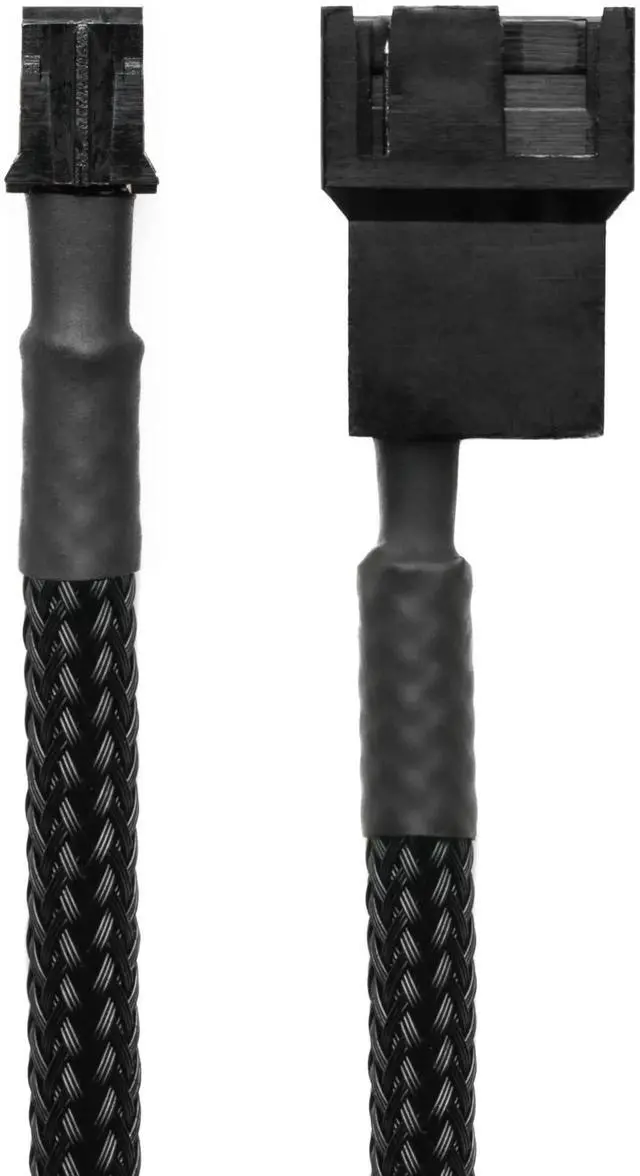 Main image of 2-Pack 4 Inch Black Sleeved Micro 2-Pin Fan Adapter Cable, JST PH 2.0mm Header Converter for 3Pin 4Pin PC Cooling Fans