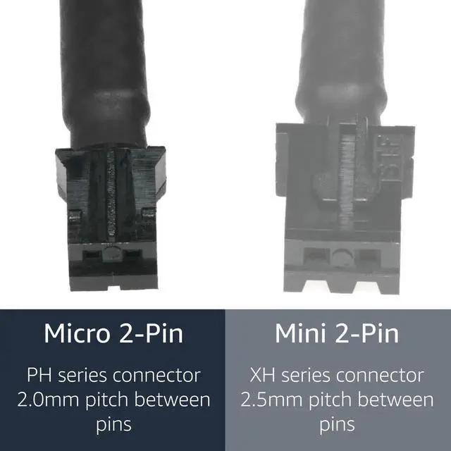 Alt view image 6 of 7 - 2-Pack 4 Inch Black Sleeved Micro 2-Pin Fan Adapter Cable, JST PH 2.0mm Header Converter for 3Pin 4Pin PC Cooling Fans