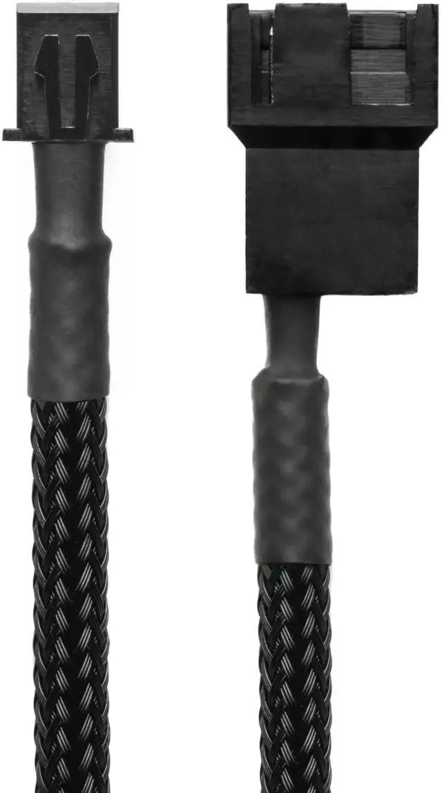 Main image of 2-Pack 4 Inch Black Sleeved Mini 2-Pin Fan Adapter Cable, JST XH 2.5mm Header Converter for 3Pin 4Pin PC Cooling Fans