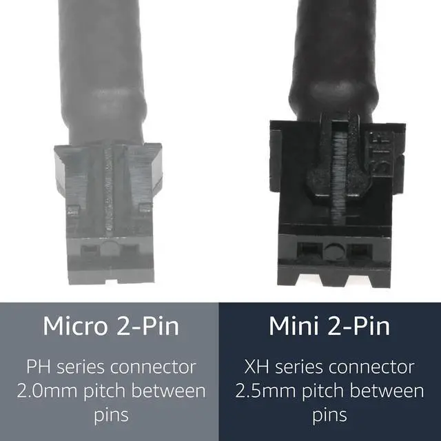 Alt view image 3 of 7 - 2-Pack 4 Inch Black Sleeved Mini 2-Pin Fan Adapter Cable, JST XH 2.5mm Header Converter for 3Pin 4Pin PC Cooling Fans