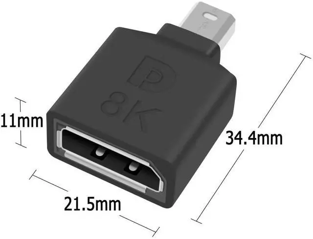 Alt view image 3 of 7 - 2 Pack Bi-Directional 8K Mini DP to DP Adapter, Mini DisplayPort Male to DisplayPort Female Extender for Laptop PC Gaming Monitor TV