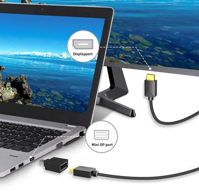 Alt view image 4 of 7 - 2 Pack Bi-Directional 8K Mini DP to DP Adapter, Mini DisplayPort Male to DisplayPort Female Extender for Laptop PC Gaming Monitor TV