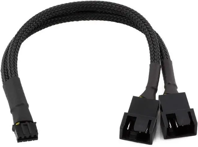 Main image of 6 Inch Black Sleeved Micro 4-Pin GPU Dual Fan Splitter Cable, 2.0mm PH PWM Graphics Card Fan Adapter for 3Pin 4Pin PC Fans