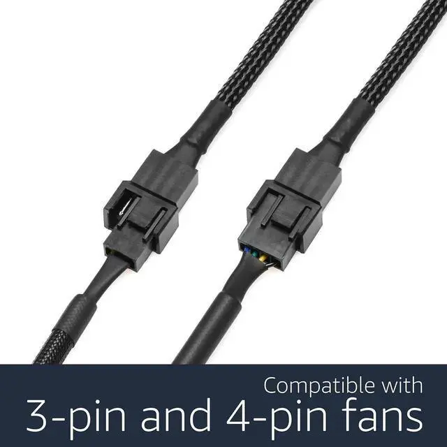 Alt view image 5 of 6 - 6 Inch Black Sleeved Micro 4-Pin GPU Dual Fan Splitter Cable, 2.0mm PH PWM Graphics Card Fan Adapter for 3Pin 4Pin PC Fans