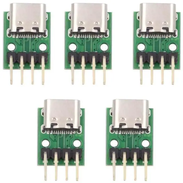 Main image of 5PCS DIY Type C Female Socket to 2.54mm 4Pin Horizontal Pin Header Adapter Board, USB2.0 DC5V Soldering Power Test Connector