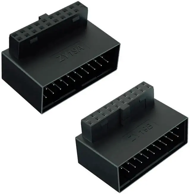 Main image of 90 Degree L-Type USB 3.0 19Pin Male to Female Adapter, Up Down Angle 19/20Pin Motherboard Internal Header Bend Connector for Desktop PC