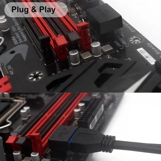 Alt view image 7 of 7 - 90 Degree L-Type USB 3.0 19Pin Male to Female Adapter, Up Down Angle 19/20Pin Motherboard Internal Header Bend Connector for Desktop PC