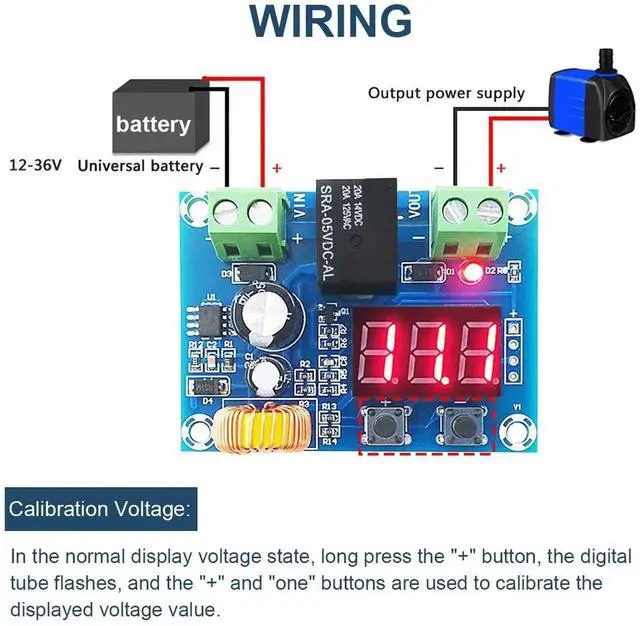 Alt view image 6 of 7 - 2PCS Digital Low Voltage Disconnect Module, DC 12V-36V Over Discharge Protector with LED Display, Battery Low Voltage Cutoff Protection Board for Lithium Lead Acid Battery