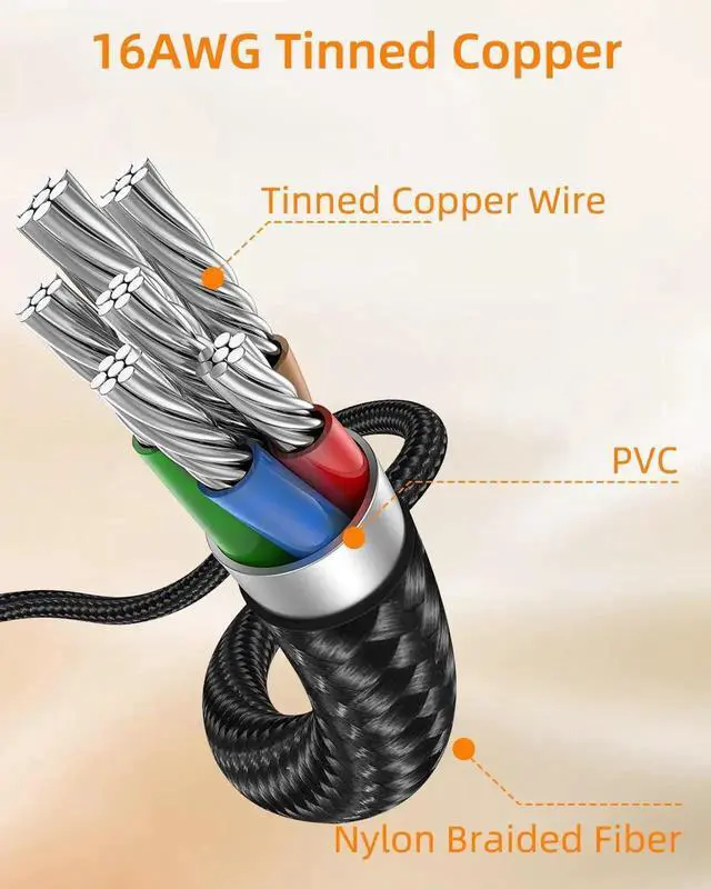 Alt view image 7 of 7 - 0.3M 16AWG PCIe 5.0 Sleeved GPU Power Cable, 12VHPWR 12+4Pin Male to Dual 8Pin PCIe Female Splitter Cord for RTX 40 50 Series Graphics Card