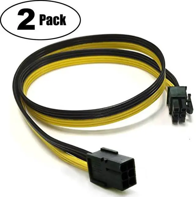 Main image of 2 Pack 32 Inch 18AWG PCIe 6 Pin Power Extension Cable, Male to Female GPU PSU Power Cord for Desktop PC