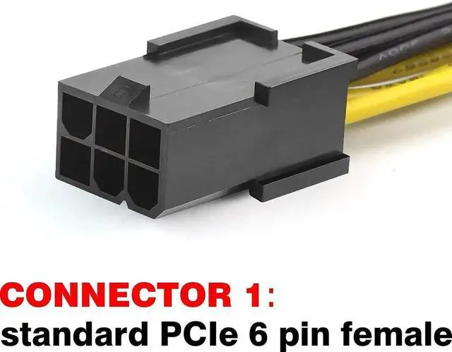Alt view image 2 of 2 - 2 Pack 32 Inch 18AWG PCIe 6 Pin Power Extension Cable, Male to Female GPU PSU Power Cord for Desktop PC