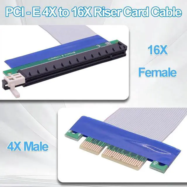 Alt view image 7 of 7 - 19cm PCIe 4X to 16X Riser Cable Adapter, PCI Express 4X to 16X Extension Converter Cord for Graphics Card SSD RAID Card