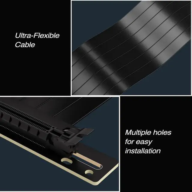 Alt view image 5 of 6 - 20CM PCI-E 3.0 X16 Flexible Riser Cable, High Speed PCI Express Graphics Card Extension Port Adapter Cable